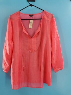New Anne Taylor pink summer relaxed fit blouse XXL